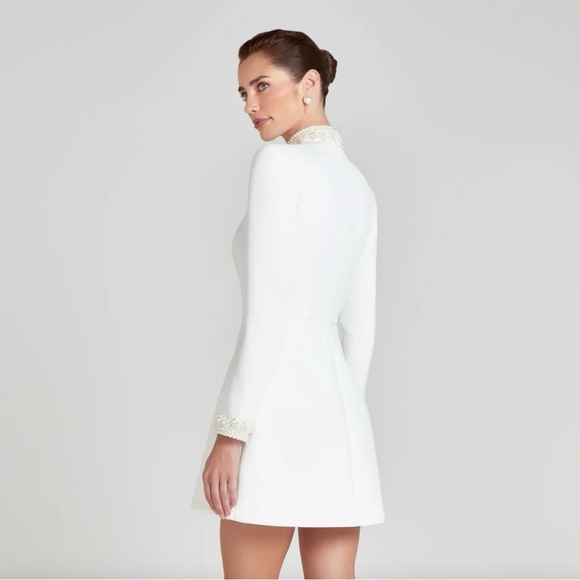 NADINE MERABI White Long Sleeve Dress Sz 6 - Picture 4 of 14